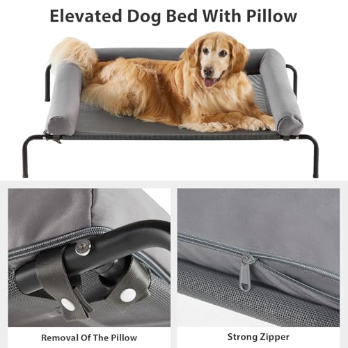 RRPETHOME Large Elevated Cooling Dog Bed, Raised Dog Cot Beds for Large Dogs, Elevated Outdoor Pet Bed, Chew Proof Portable Cooling Pet Cot with Skid-Resistant Feet and Breathable Mesh - Image 5
