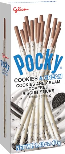 Glico Pocky Cookies And Cream Covered Biscuit Sticks, Artificiall...