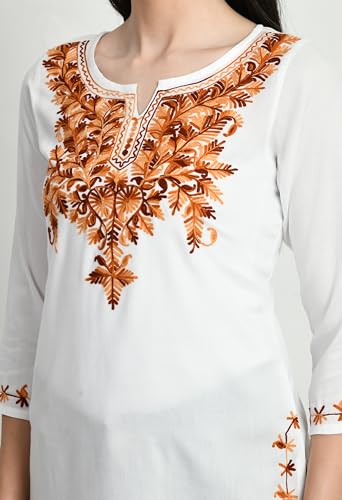Image of QAZMI Women's Cotton Embroidered Regular Tunic Shirt (Top Short Multicolour