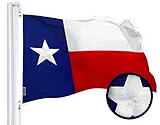 G128 Texas State Flag | 2.5x4 Ft | StormFlyer Series Embroidered 220GSM Spun Polyester | Embroidered Design, Indoor/Outdoor, Brass Grommets, Heavy Duty, All Weather