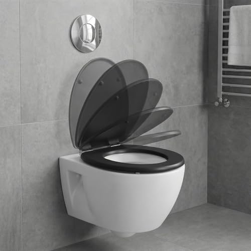 Abattant WC robuste SINOBATH en MDF noir avec frein de chute durable