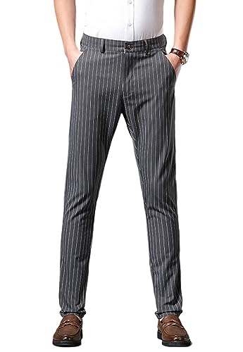 Banana Bucket Mens Casual Lightweight Wine Striped Stretch Slim Fit Business Golf Dress Pant Slacks Tapered Trousers