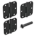 National Hardware N900-007 Rounded Door Hinges and Door Stop, 3 Pack Squeak Guard Hinges with Door Stopper Wall Protector, Matte Black