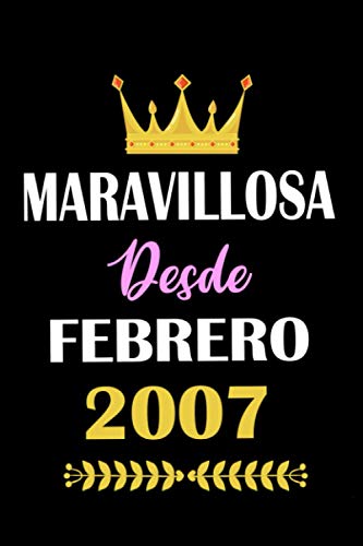 Maravillosa desde Febrero 2007: cuaderno de cumpleaños, regalos de cumpleaños para niños, niñas, cuaderno de cumpleaños forrado, 14 años cumpleaños, "6x9" pulgadas, 120 paginas.