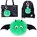 Generic Nette Kawaii Bat Hairballschlüsselkette Künstliche Pelzkugel Pom Pom Keychain PU Leder Plüsch Schlüsselanhänger (Grün)