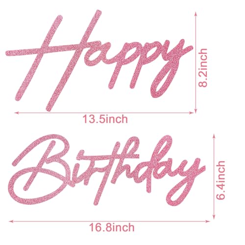 MASTRON Happy Birthday Sign for Backdrop - Glitter Pink Felt 'Happy Birthday' Letter Sign for Balloon Arch Backdrop Decorations by MASTRON - Used condition - Image 2