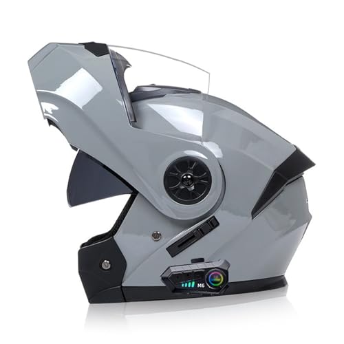 ZHTBATE Bluetooth Casco Moto Abatible Casco De Moto Modular Visera Doble Integrado con Un Micrófono...