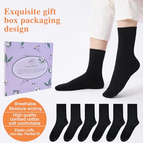 ATBITER Women's Thin Cotton Crew Socks - Soft Above Ankle Bootie Casual Dress Socks 6-Pairs With Gift Box‌2