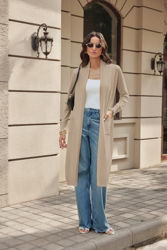 Image of GRACE KARIN Essential Solid Open Front Maxi Long Knitted Cardigan Sweater for Women