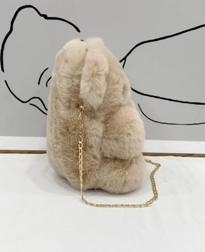 Image of Cute Teddy Bear Plush Sling Bag For Kids And Girls with Chain Strap, Soft Faux Fur, Zipper Closure, Compact Storage for Phone Wallet Essentials (Wine)