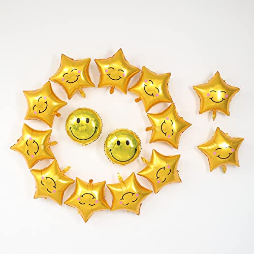 Smiley Face Balloons, 18 Inch Emoji Balloons For Birthday Party Decoration,14Pcs Yellow Foil Balloons For Baby Shower,House Warming,Wedding Etc #TOP1