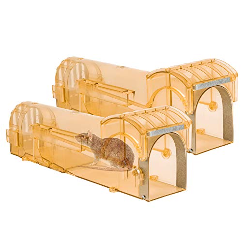Preisvergleich Produktbild Eletorot Mausefalle, Kastenfalle Wiederverwendbar,Tierfreundliche Lebendfalle für Mäuse Umweltfreundlich und perfekt geeignet für Innen, Außen, Garten, Garage und Haus(2 Pcs)