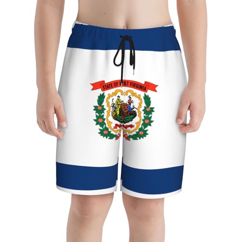 West Virginia Flag Youth Beach Pants, Soft and Breathable, with Drawstring Waist, Suitable for Sports and Leisure.3