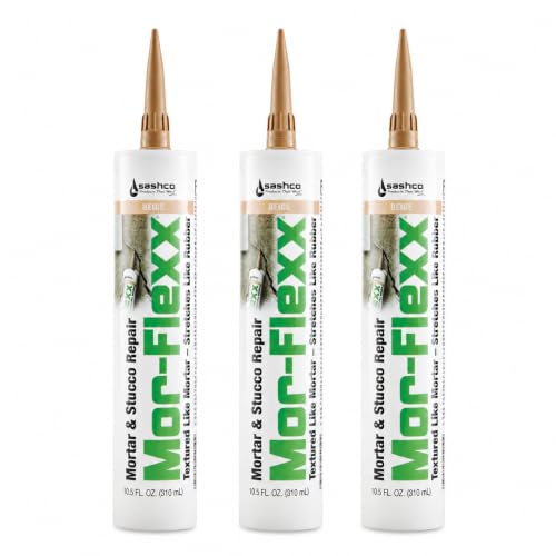 Image of Sashco Mor-Flexx Mortar & Stucco Repair, Beige, 10.5 oz, 3 Pack