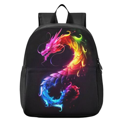 Rainbow Flame Dragon Kids Backpack Preschool Toddler Bookbag for Girls Boys Mini Kindergarten School Bags M