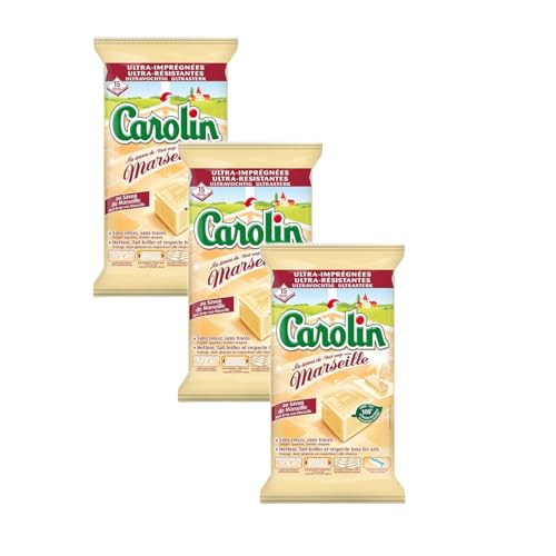 CAROLIN Salviette Pavimenti al Sapone di Marsiglia – Confezione da 3 Pacchi da 15 Salviette