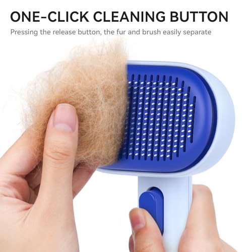 Image of aumuca Skin Friendly Self-Cleaning Slicker Brush for Dogs & Cats, Gentle Pet Grooming Tool for Shedding & Deshedding, Efficient Hair Remover for Long & Short Haired Pets