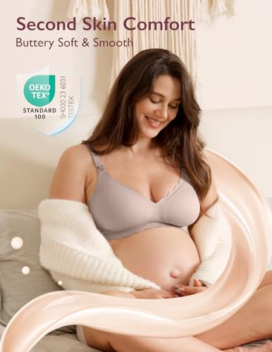 Image of Momcozy Nursing Bras for Breastfeeding, Seamless Pregnancy Maternity Bra Wireless Classic Jelly Strip Support Nursing Bra