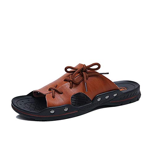 Men's Slide Sandals Open Toe Fixed Strap Outdoor Beach Vegan Leather Non-slip Summer Slide Sandal