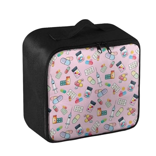 Image of Gomyblomy Pink First Aid Kit Empty Emergency First Aid Kit Bag for Cars Home Travel Medium Medicine Bag Portable Medical Supplies Organizer Pouch for Hiking Camping Outdoors