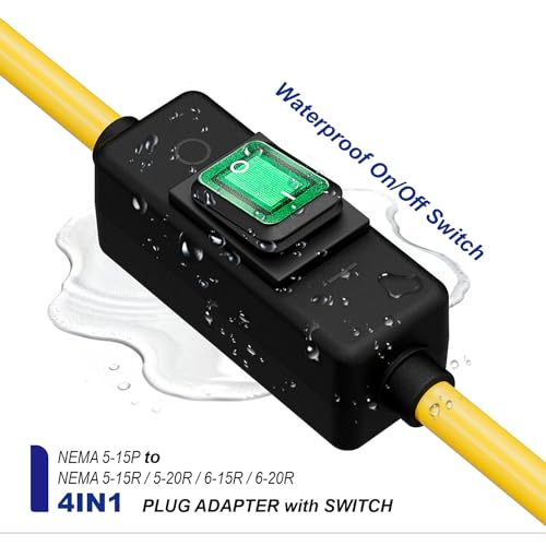 1.5Ft SJTW 12AWG Extension Cord, Inline Switch, 4-in-1 T-Blade Female by DEALTUS - Used condition - Image 5