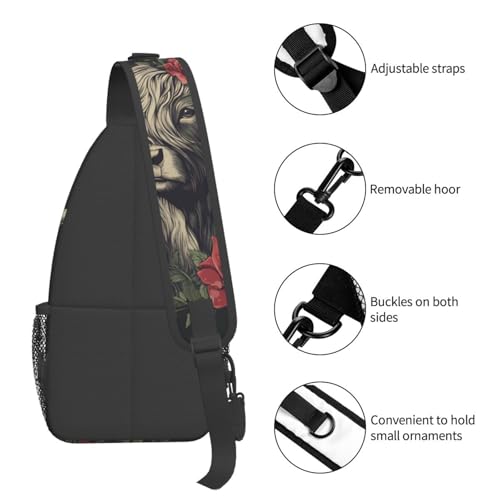 Mochila cruzada Yak Rose Pattern ligera para viaje unisex miniatura 5