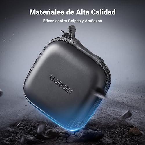 Miniatura 6 de Ugreen Funda Almacenamiento Para Auriculares, Bolsa Portátil De Eva Con Mosquetón, Estuche Rigida Impermeable Para Guardar Airpods, Cables, Cargador, Tarjeta Sd, Memoria Usb, Mp3, Llaves