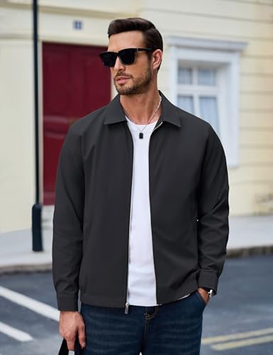 MAGCOMSEN Men's Lightweight Jackets Full Zip Up Light Coat Laydown Collar Jacket Casual Windbreaker Jacket with Zip Pockets4