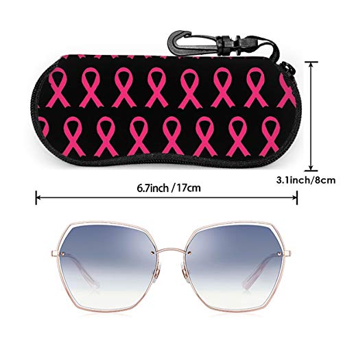 Allgobee Glasses Case With Carabiner Breast Cancer Ribbon Pink Portable Neoprene Zipper Sunglasses Soft Case thumb #1