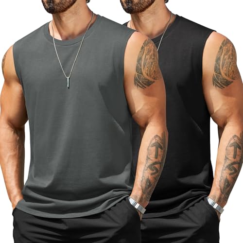 COOFANDY Men's Tank Top Cotton Workout Sleeveless Muscle T Shirts Casual Summer Tank Shirts