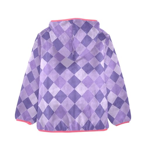 GuoChe Plaid Purple Deep Purple White Light Purple Toddler Girl Fleece Jacket2