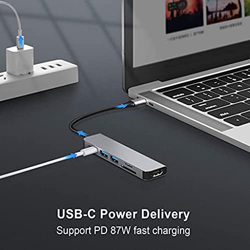 Splitter USB C 6 ports adaptateur lecteur carte TF pour PC portable et Mac