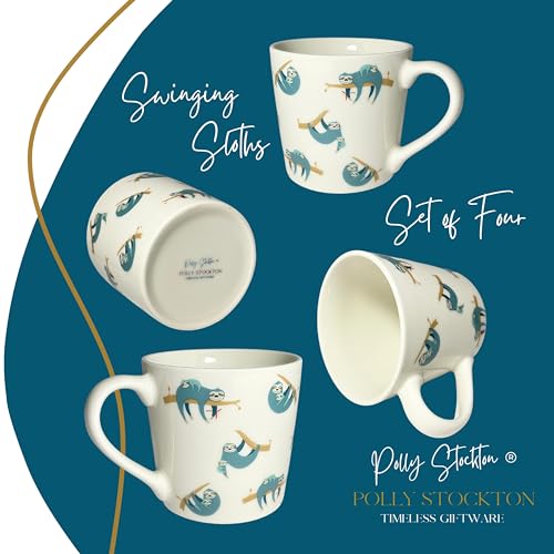 Polly Stockton Swing Sloths Mugs, Ceramic Coffee & Tea Mugs with Charming Animal Design. Tasteful Everyday Homeware - Image 3