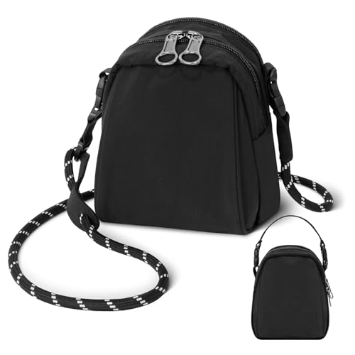 Small Crossbody Bags 2.8L for Women Unisex Multi Position Handbag with Adjustable Strap for Traveling Shopping Black