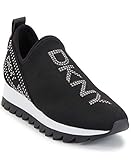 Mandelförmige Zehenform DKNY Damen Studs Sneaker, Schwarz/Silber Ohrstecker Logo Abbi, 41.5 EU