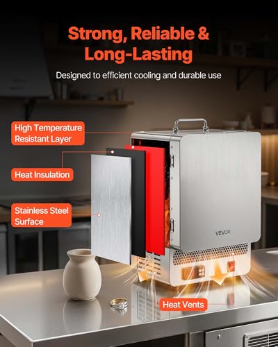 Image of VEVOR 1650W Programmable Electric Kiln, Digital Melting Furnace with Max Temperature 2192℉ /1200℃ for Lost-Wax Casting, Clay DIY, Metal Annealing, Ceramic Firing, PID Temp Control