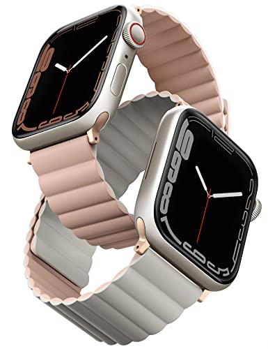 UNIQ Apple Watch バンド 45mm 44mm 42mm 41mm 40mm 38mm Series 8/7/6/SE/5/4/3/2/1対応 マグネットシリコンバンド リバーシブル アップルウォッチ ベルト REVIX