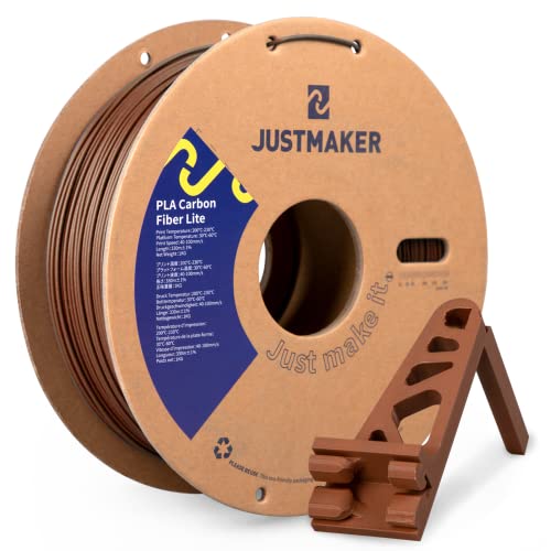 JUSTMAKER PLA Carbon Fiber Lite 3D Printer Filament, Upgrade Strength Matte Filament, Upgrade Cardboard Spool, Dimension