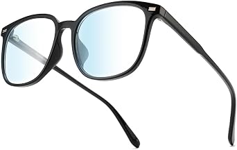 Blue Light Blocking Glasses, Non-Prescription PC Glasses, Photochromic Lens, Color Changing Outdoor Sunglasses, Clear Indoors, Ultra Lightweight, UV Protection, Stylish, Ladies, Mens Blue