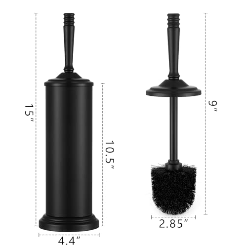 Image of Black Toilet Brush and Holder Set, Stainless Steel Toilet Brush for Bathroom,Heavy Duty Black Toilet Bowl Brush and Holder,Deep Cleaning Modern Toilet Cleaner Brush -Space Saving, Covered Brush