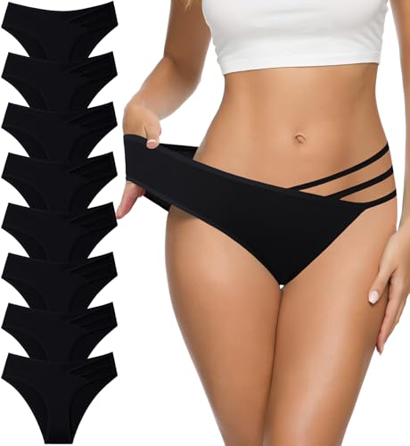 Image of Eiggam Women's Cotton Bikini Panties,High-Cut Full Coverage Stretch Cool Underwear for Women