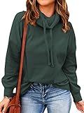 OUNAR Women Casual Long Sleeve Sweatshirt Cowl Neck Drawstring Thick Dralon Loose Pullovers Shirts Tops Sweatshirts Green