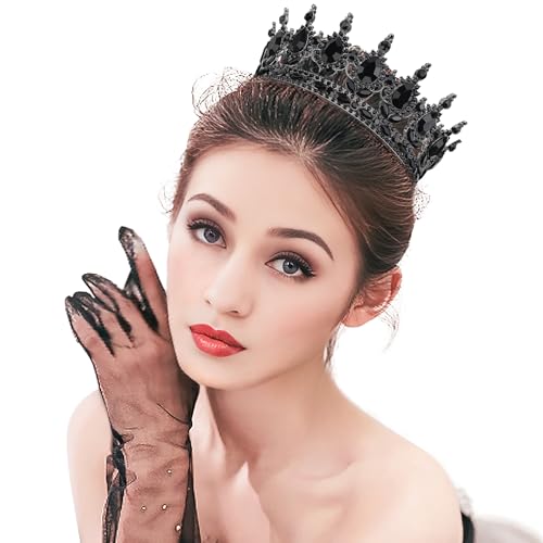 DRESHOW Volle Runde Mädchen Tiara Königin Krone Damen Brautkrone Diadem Kristall Barock Tiara Sparkly Strass Prinzessin Karneval Kopfschmuck für Hochzeit Prom Geburtstag Party