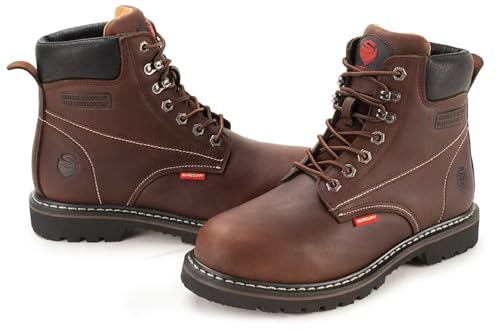 Image of SUREWAY 6 inch Mens Soft Toe Work Boots for Men,Goodyear Welt,Extremely Comfortable Durable Proved,Superior Oil /Slip Resistant,Thicker Full Grain Leather,Wedge Sole,Soft Toe Work Boots /Shoes for Men,EH