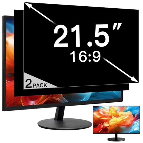 2 Pack 21.5 Inch Privacy Screen for Computer Monitor, Eye Protection Anti Glare Computer Screen Cover, Removable Anti-Scratch Computer Screen Privacy Shield for 21.5'' 16:9 Aspect Ratio Monitors