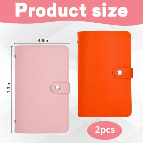 JFBNXB Money Saving Binder, 2PCS 100 Envelopes Money Saving Challenge with Cash Envelopes, Budget Binder for Financial Goal Tracking, Savings Challenge Book in Orange and Pink Colors