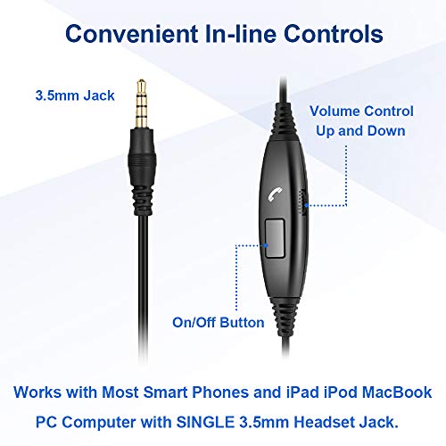 image for Callez 3.5mm Cell Phone Headset Dual, Corded Computer Headsets with Mi