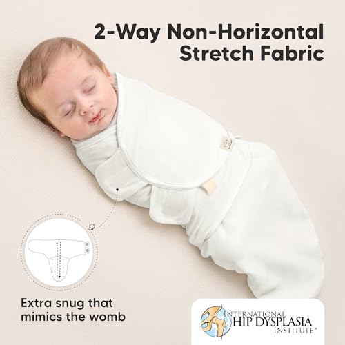 Image of 3-Pack Organic Baby Swaddle Sleep Sacks - Swaddles for Newborns, Infant 0-3 Months, Baby Girls, Boys, Soft & Snug Newborn Sleep Sack, Nursery Swaddling Blankets (Soft White, OS)