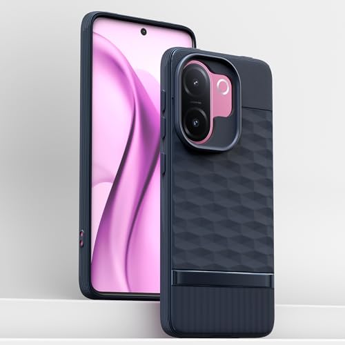 Image of Pikkme Back Cover for Vivo V60e 5G Camera Protection 3D Hexa Cube Design Silicone Protective Bumper Case (Blue)