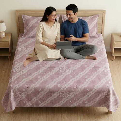 Image of Mafatlal 186 TC Metro Cotton Double Bed Bedsheet | 90x100 Inch|Soft, Breathable & Lightweight | Includes 2 Pillow Covers| Soft Lavender 1